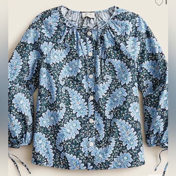 J Crew Collection tie-sleeve button-front top in Ratti® Pacific paisley - Picture 1 of 3